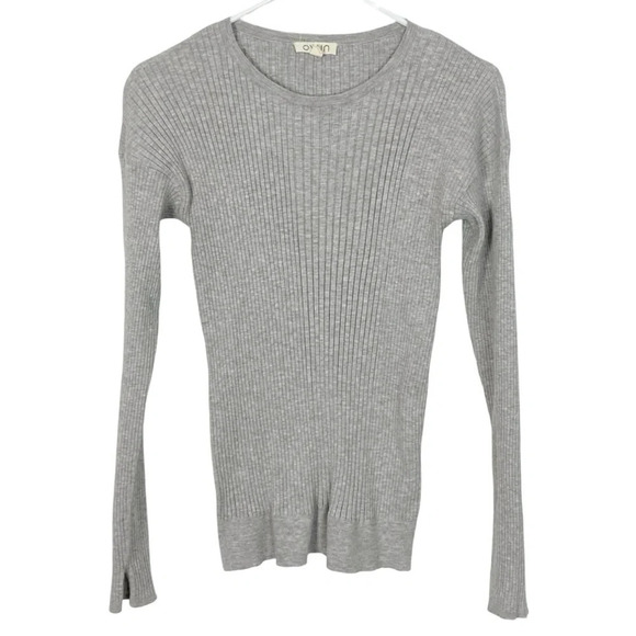 Oyun Sweater Womens Large Gray Oyun Classic Ribbed Crewneck Sweater Pullover - Picture 1 of 9